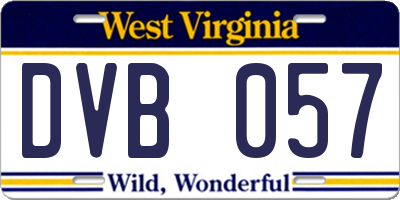 WV license plate DVB057