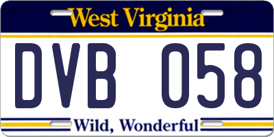WV license plate DVB058