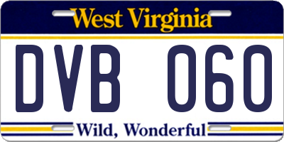 WV license plate DVB060
