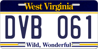 WV license plate DVB061