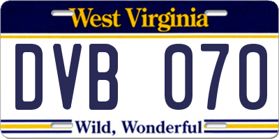 WV license plate DVB070