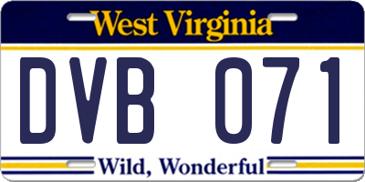 WV license plate DVB071