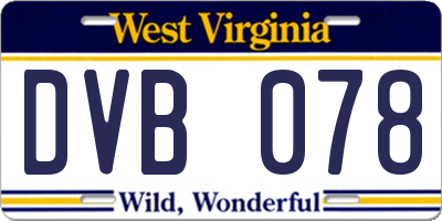 WV license plate DVB078