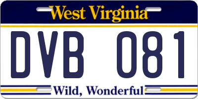 WV license plate DVB081