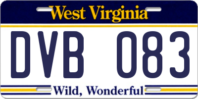 WV license plate DVB083