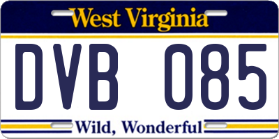 WV license plate DVB085