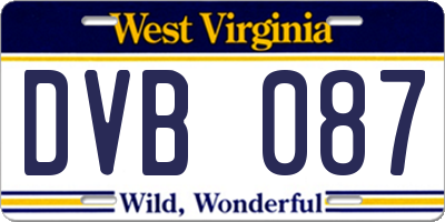 WV license plate DVB087