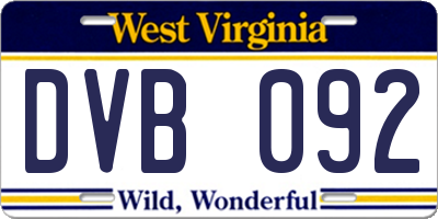 WV license plate DVB092