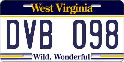 WV license plate DVB098