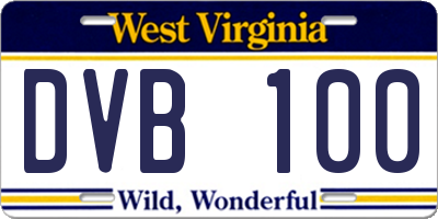 WV license plate DVB100