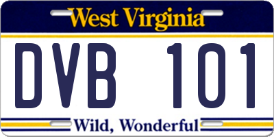WV license plate DVB101