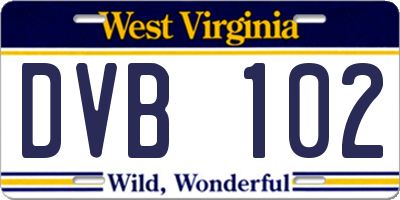 WV license plate DVB102