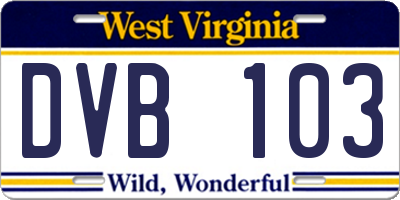 WV license plate DVB103