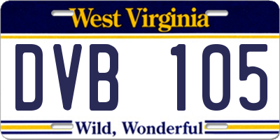 WV license plate DVB105
