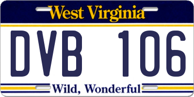 WV license plate DVB106