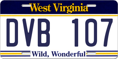 WV license plate DVB107
