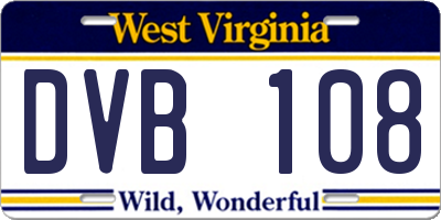 WV license plate DVB108