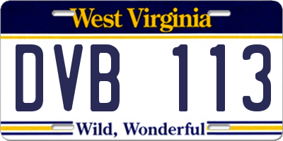 WV license plate DVB113