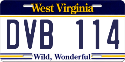 WV license plate DVB114