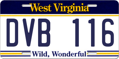 WV license plate DVB116