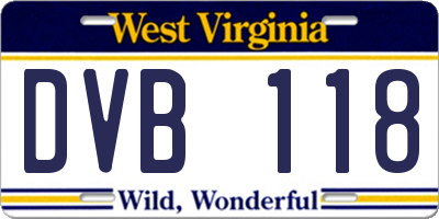 WV license plate DVB118
