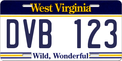 WV license plate DVB123