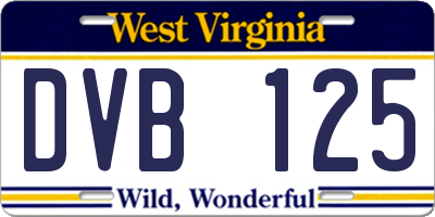 WV license plate DVB125