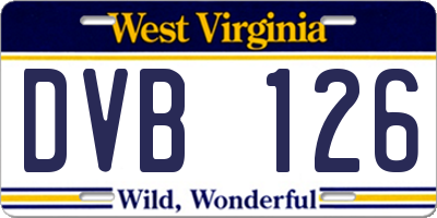 WV license plate DVB126