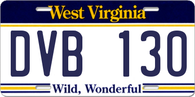 WV license plate DVB130