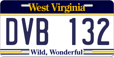 WV license plate DVB132