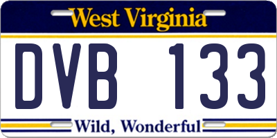 WV license plate DVB133
