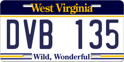 WV license plate DVB135