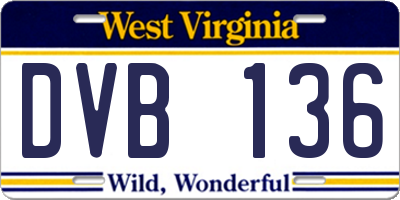 WV license plate DVB136