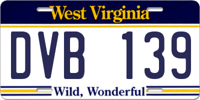 WV license plate DVB139
