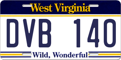 WV license plate DVB140