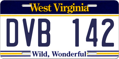 WV license plate DVB142