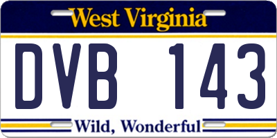 WV license plate DVB143