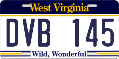 WV license plate DVB145