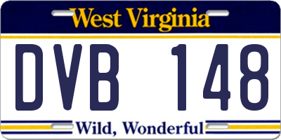 WV license plate DVB148