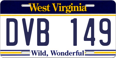 WV license plate DVB149