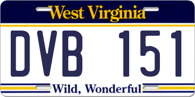 WV license plate DVB151