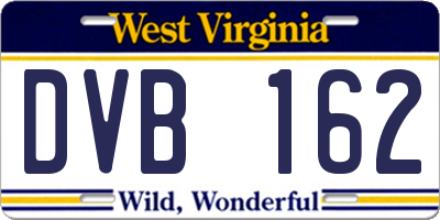 WV license plate DVB162