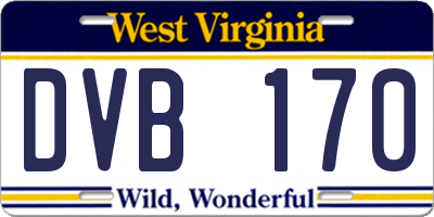 WV license plate DVB170
