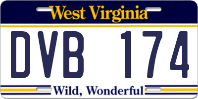 WV license plate DVB174