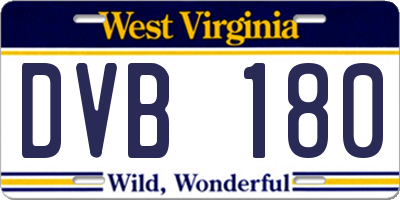 WV license plate DVB180