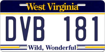 WV license plate DVB181