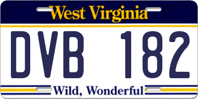 WV license plate DVB182