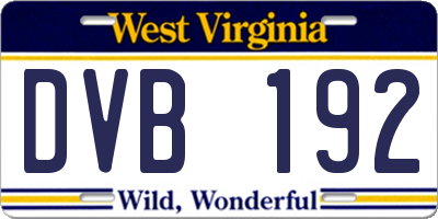 WV license plate DVB192