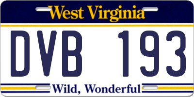WV license plate DVB193