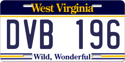 WV license plate DVB196